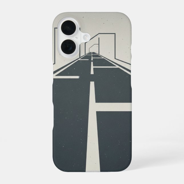 Coque iPhone 16 Lignes de séparation de route rétro (Verso)