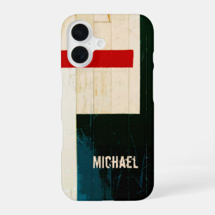 Coque iPhone 16 Lignes et marques de plancher en bois rustique