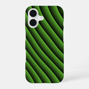 Coque iPhone 16 Lignes ondulées vertes hypnotiques