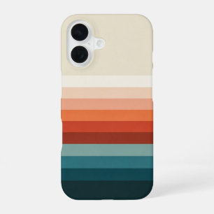 Coque iPhone 16 Lignes Rétro Coucher de Soleil Doux