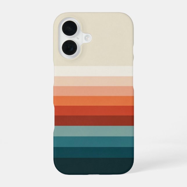 Coque iPhone 16 Lignes Rétro Coucher de Soleil Doux (Verso)