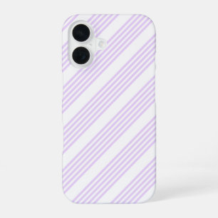 Coque iPhone 16 Lila violet et blanc motif cinq rayures