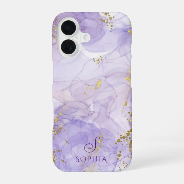 Coque iPhone 16 Lilac couleur violet encre personnalisable (Verso)