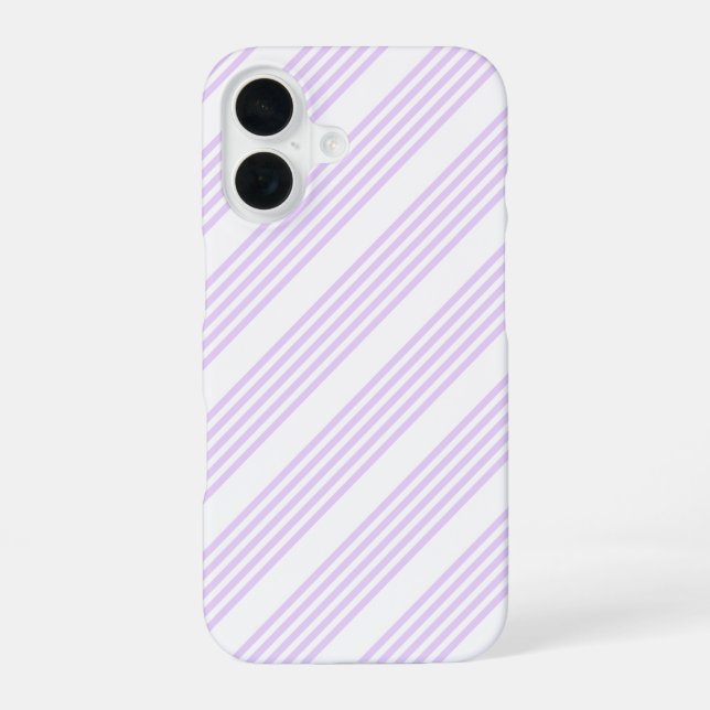 Coque iPhone 16 Lilac violet et blanc cinq bandes motif (Verso)