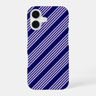 Coque iPhone 16 Lilac violet et bleu marine cinq bandes motif