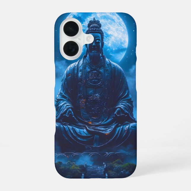 Coque iPhone 16 L'illumination en bleu (Verso)