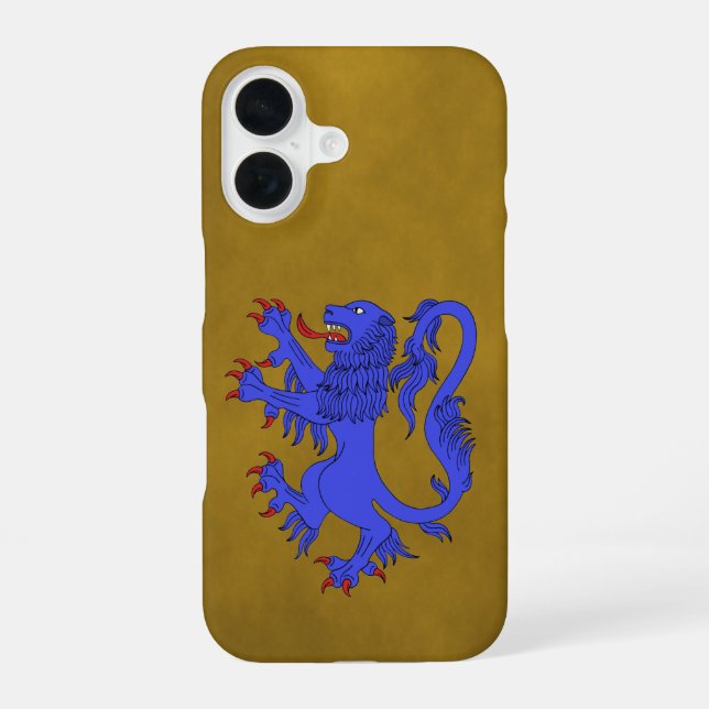 Coque iPhone 16 Lion Rampant Azur (Verso)