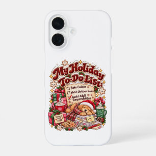 Coque iPhone 16 Liste de Noël drôle à faire Sarcasme Chien Vacance