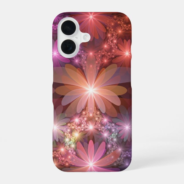 Coque iPhone 16 Lit De Fleurs Coloré brillant Abstrait Fractage Ar (Verso)