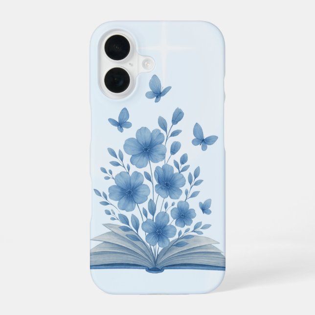 Coque iPhone 16 Livre enchanté - Papillons & Fleurs Imaginaire (Verso)