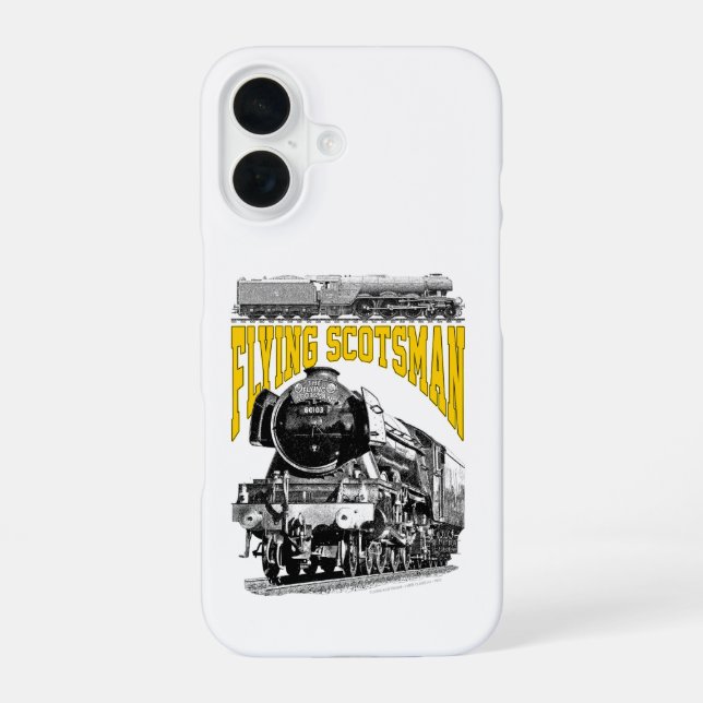 Coque iPhone 16 Locomotive à vapeur Flying Scotsman. Train LNER 19 (Verso)