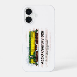 Coque iPhone 16 Locomotive diesel Alco C-628 et drapeau américain