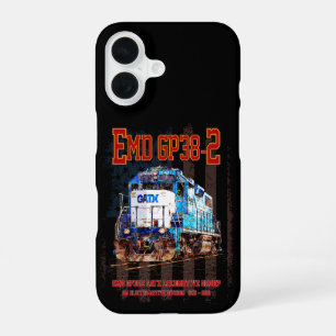 Coque iPhone 16 Locomotive diesel EMD GP38-2 et drapeau américain