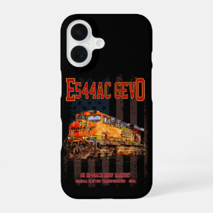Coque iPhone 16 Locomotive GE ES44AC GEVO et drapeau américain