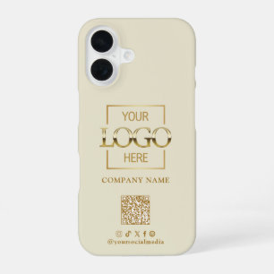 Coque iPhone 16 Logo & Code QR Entreprise Minimaliste de Style Bei