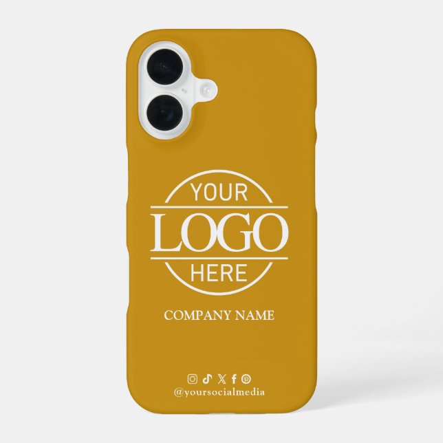 Coque iPhone 16 Logo d'entreprise et promotion moutarde sur les ré (Verso)