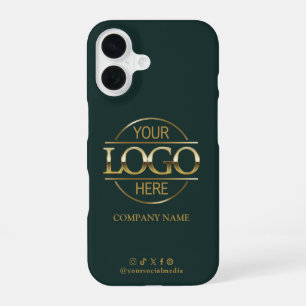 Coque iPhone 16 Logo d'entreprise et promotion verte sur les média