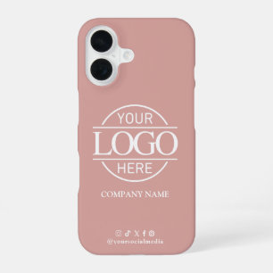 Coque iPhone 16 Logo d'entreprise & Média Sociaux Rose Promotionne