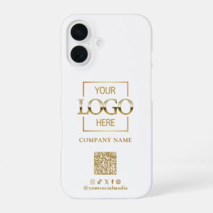 Coque iPhone 16 Logo d'entreprise minimaliste élégant blanc & Code