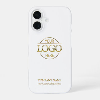 Coque iPhone 16 Logo d'entreprise promotionnel blanc élégant