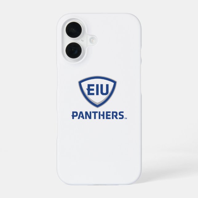 Coque iPhone 16 Logo du bouclier et du mot des Panthers de l'Easte (Verso)