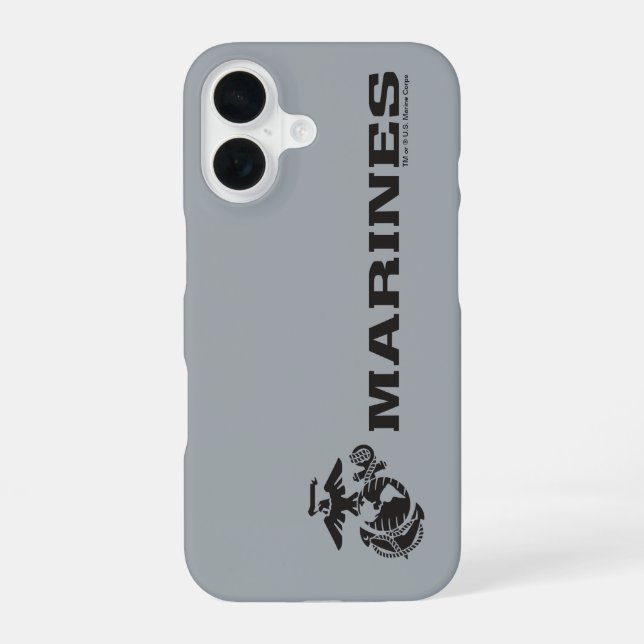 Coque iPhone 16 Logo USMC empilé noir (Verso)