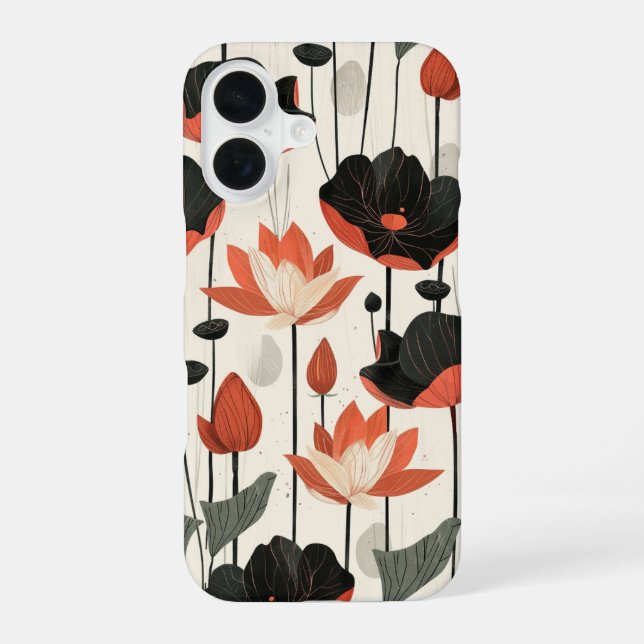 Coque iPhone 16 Lotus stylisé (Verso)
