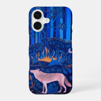 Coque iPhone 16 Loup dans une forêt mystique