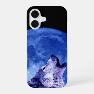 Coque iPhone 16 Loup hurlant à la lune