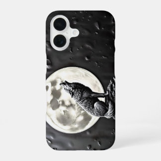 Coque iPhone 16 loup hurlant canin pleine lune