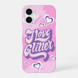Coque iPhone 16 Love Glitter – Esthétique Féminine Y2K à Cœur