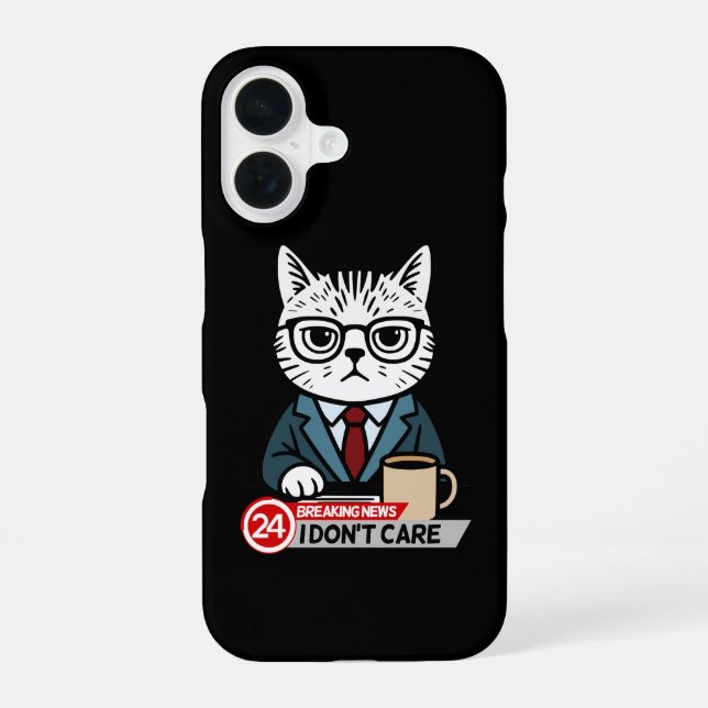 Coque iPhone 16 Lundi Mood Funny Chat Mème (Verso)