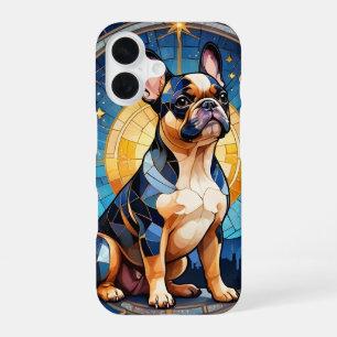 Coque iPhone 16 Lune et étoiles de verre de Bulldog français