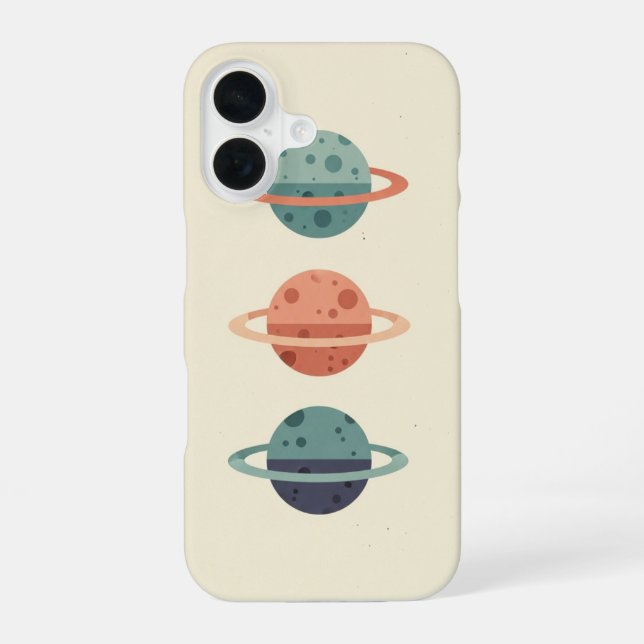 Coque iPhone 16 Lunes à Trois Anneaux Vintage (Verso)