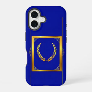 Coque iPhone 16 Luxueux Golden Laurel dans cadre rectangulaire