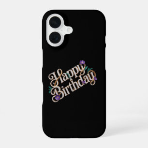 Coque iPhone 16 Luxueux Joyeux Anniversaire Galaxie Nébuleuse Marb