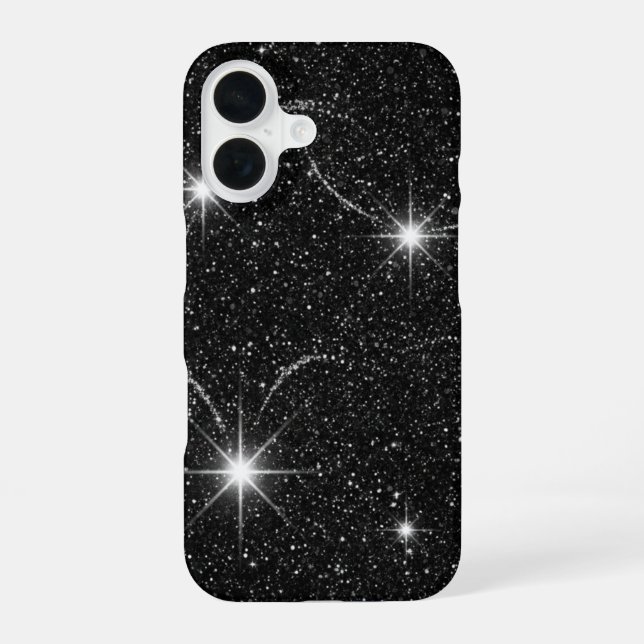 Coque iPhone 16 Luxury Black Night Sky Starry Sparkle iPhone 16 Ca (Verso)