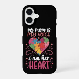 Coque iPhone 16 Ma mère est ma voix Autisme Sensibilisation à l'au