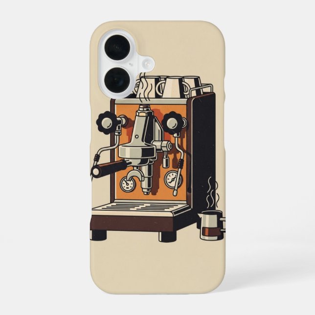 Coque iPhone 16 Machine à espresso vintage (Verso)