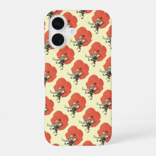 Coque iPhone 16 Mage de l'âge d'or Oz, Dorothy avec des fleurs de