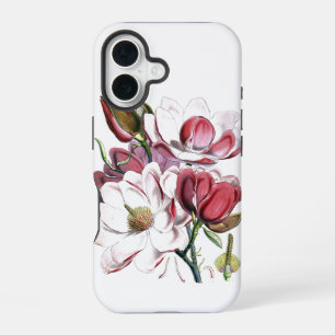 Coque iPhone 16 Magnolias blancs Fleur Illustration ancienne vinta