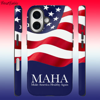 Coque iPhone 16 MAHA Rendre l'Amérique saine à nouveau Drapeau USA