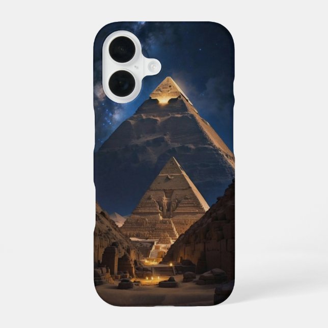 Coque iPhone 16 Majestic pyramide complexe à la conception nocturn (Verso)