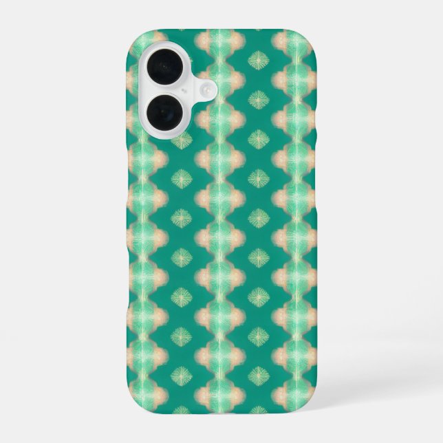 Coque iPhone 16 Malachite vert et Saumon rose (Verso)