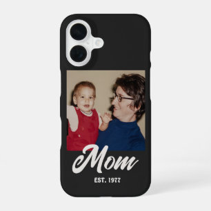 Coque iPhone 16 Maman a établi une photo de script noir