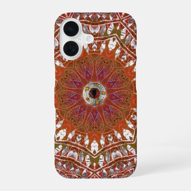 Coque iPhone 16 Mandala argenté (Verso)