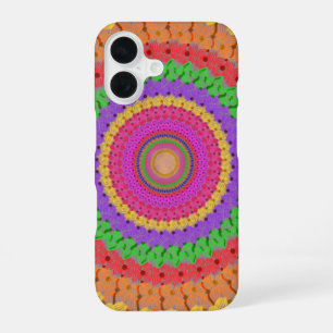 Coque iPhone 16 Mandala Ball jaune style crochet - 
