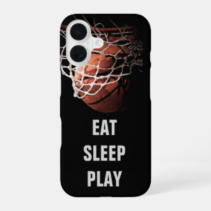 Coque iPhone 16 Manger Dormir Jouer Basket-ball