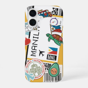 Coque iPhone 16 Manila Adventure – Carte d'embarquement autocollan
