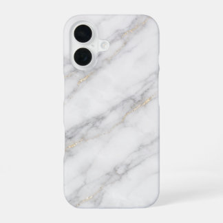 Coque iPhone 16 Marbre blanc de Carrare avec veinures or champagne